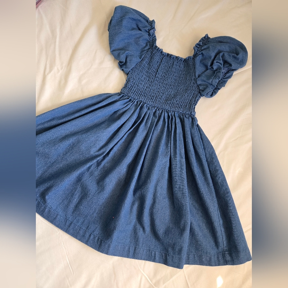 Bonnie Jean blue Smocked Puff Sleeve Dress